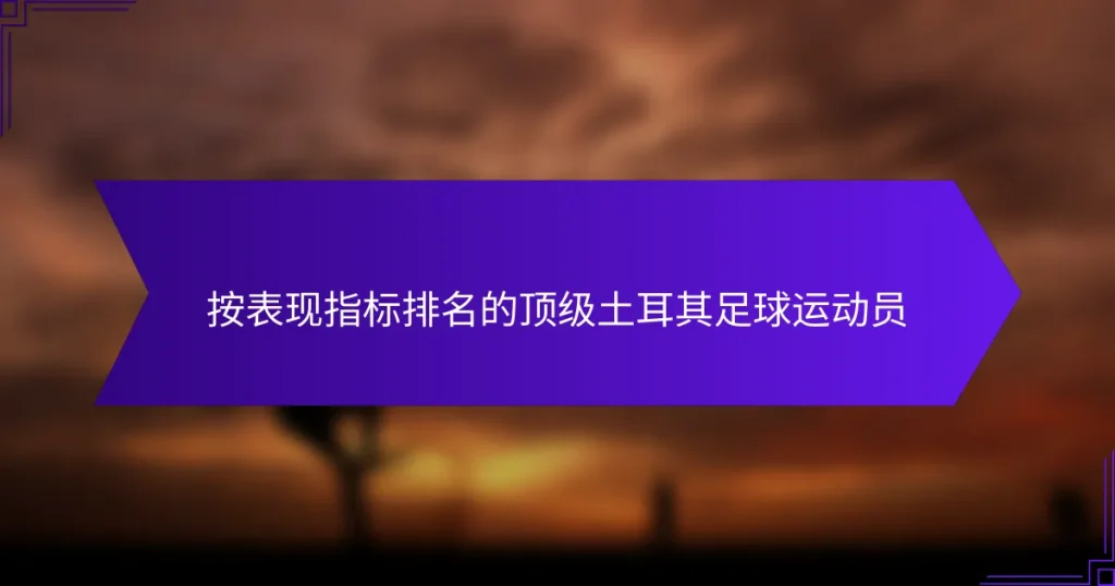 按表现指标排名的顶级土耳其足球运动员