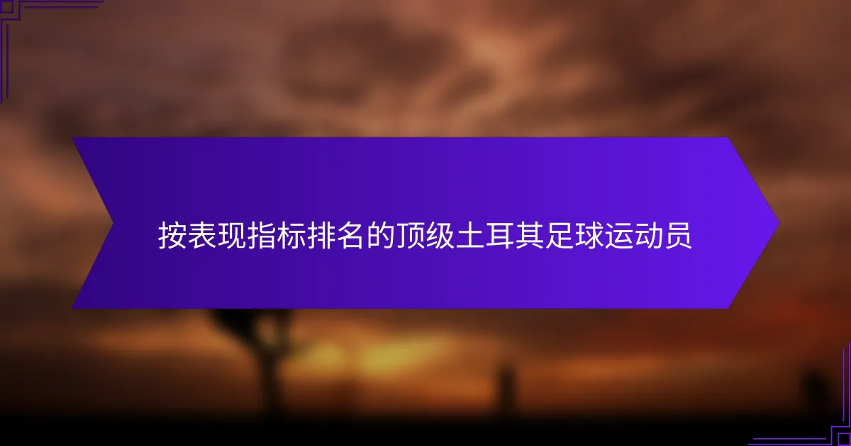 按表现指标排名的顶级土耳其足球运动员