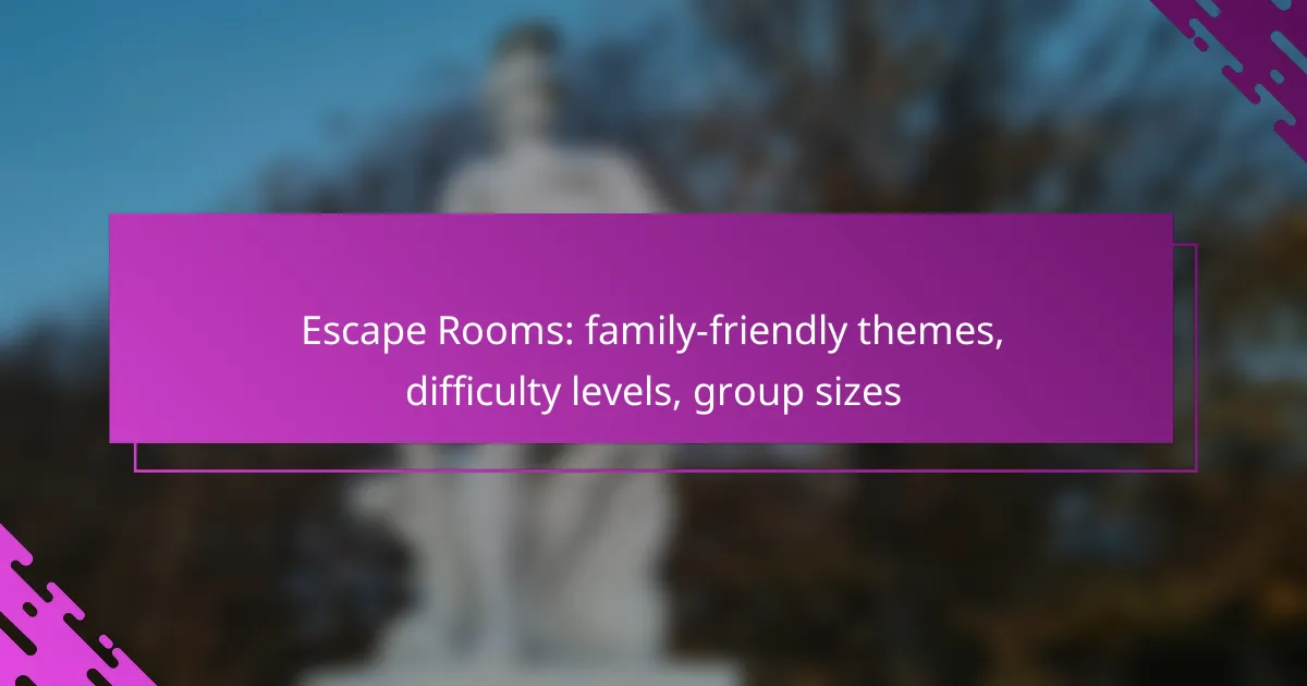 Escape Rooms: family-friendly themes, difficulty levels, group sizes