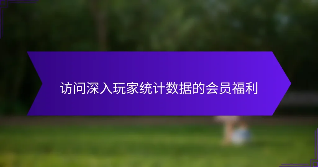 访问深入玩家统计数据的会员福利