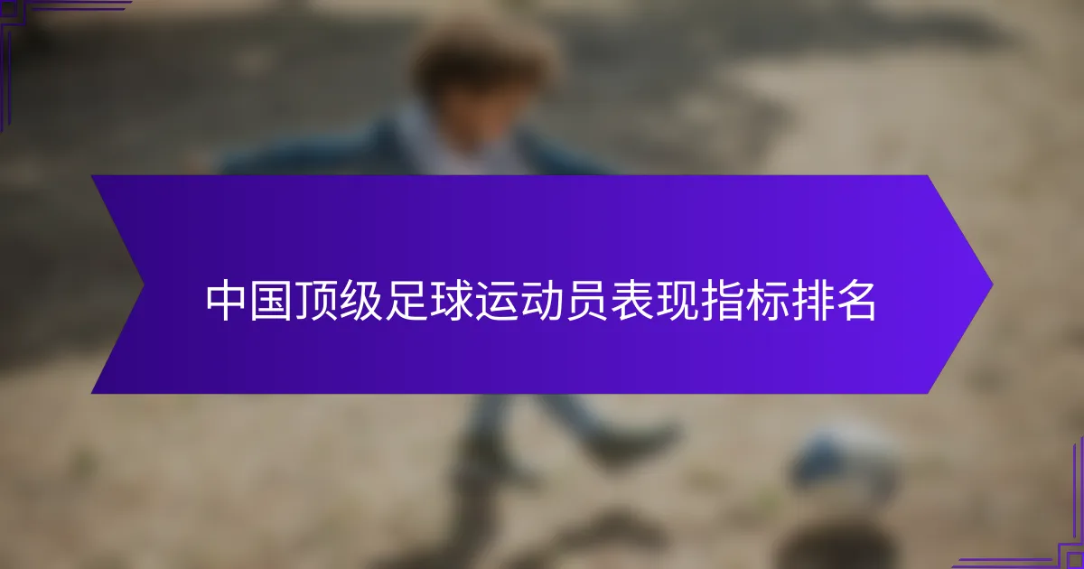 中国顶级足球运动员表现指标排名