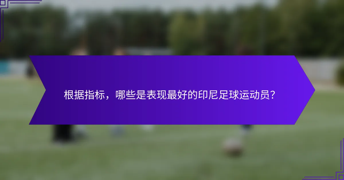 根据指标,哪些是表现最好的印尼足球运动员?