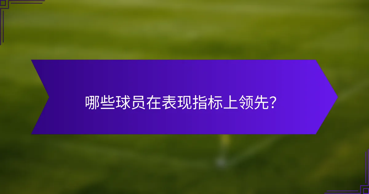 哪些球员在表现指标上领先?
