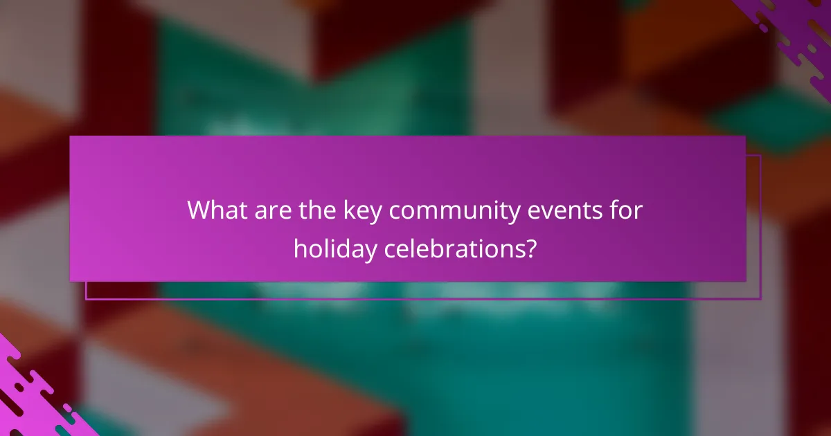 What are the key community events for holiday celebrations?