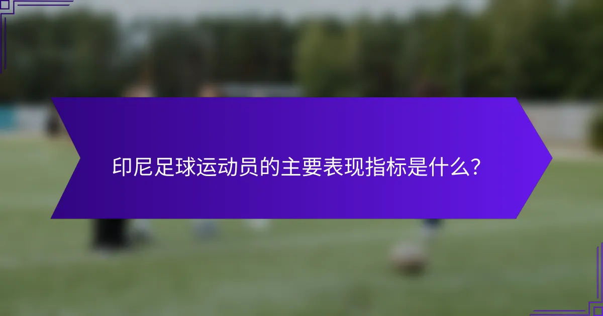 印尼足球运动员的主要表现指标是什么?